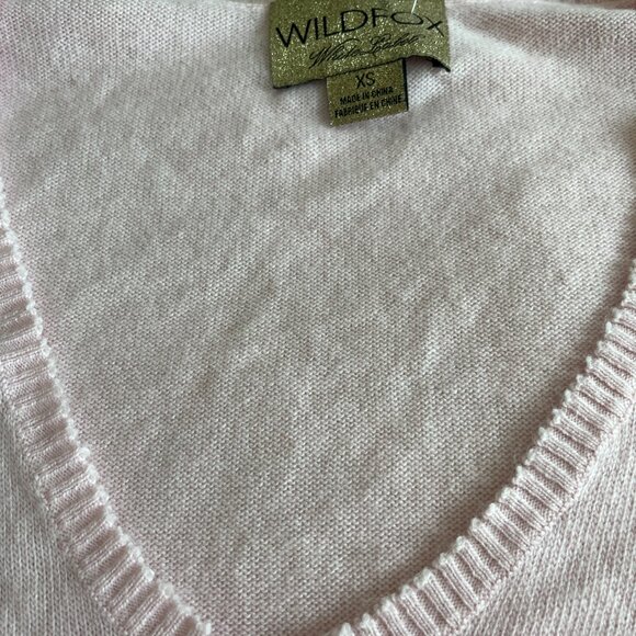 Wildfox White Label Sequin Red Heart Pink Sweater V Neck Oversized Size Small - Picture 3 of 4